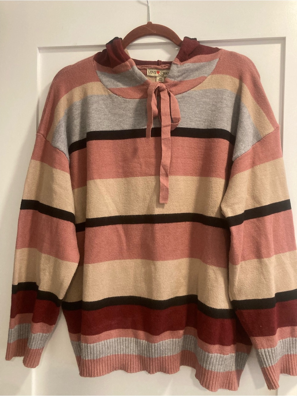 Love Change Women’s Multi-Color Striped Hooded Pullover Sweater